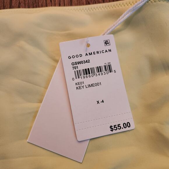 NWT Size 4 (XL) Good American Scuba Hot Shoulder Swim Top Key Lime - Picture 4 of 5